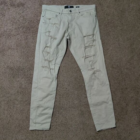New Jordan Craig Ross Khaki Pants Mens Size 36 x 32 Distressed Beige Jeans - Picture 4 of 7